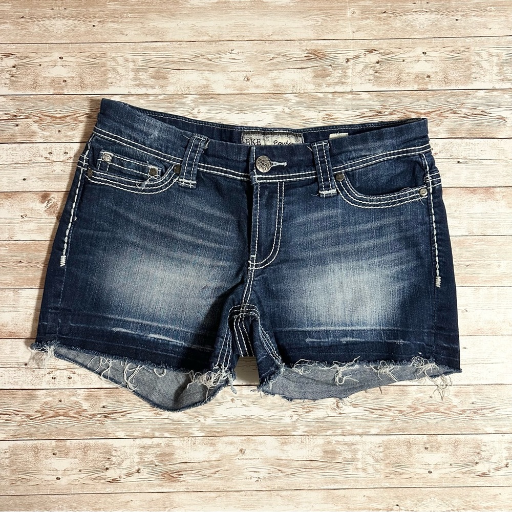 BKE Women’s Payton Denim Distressed Stretch Jean Shorts Size 29